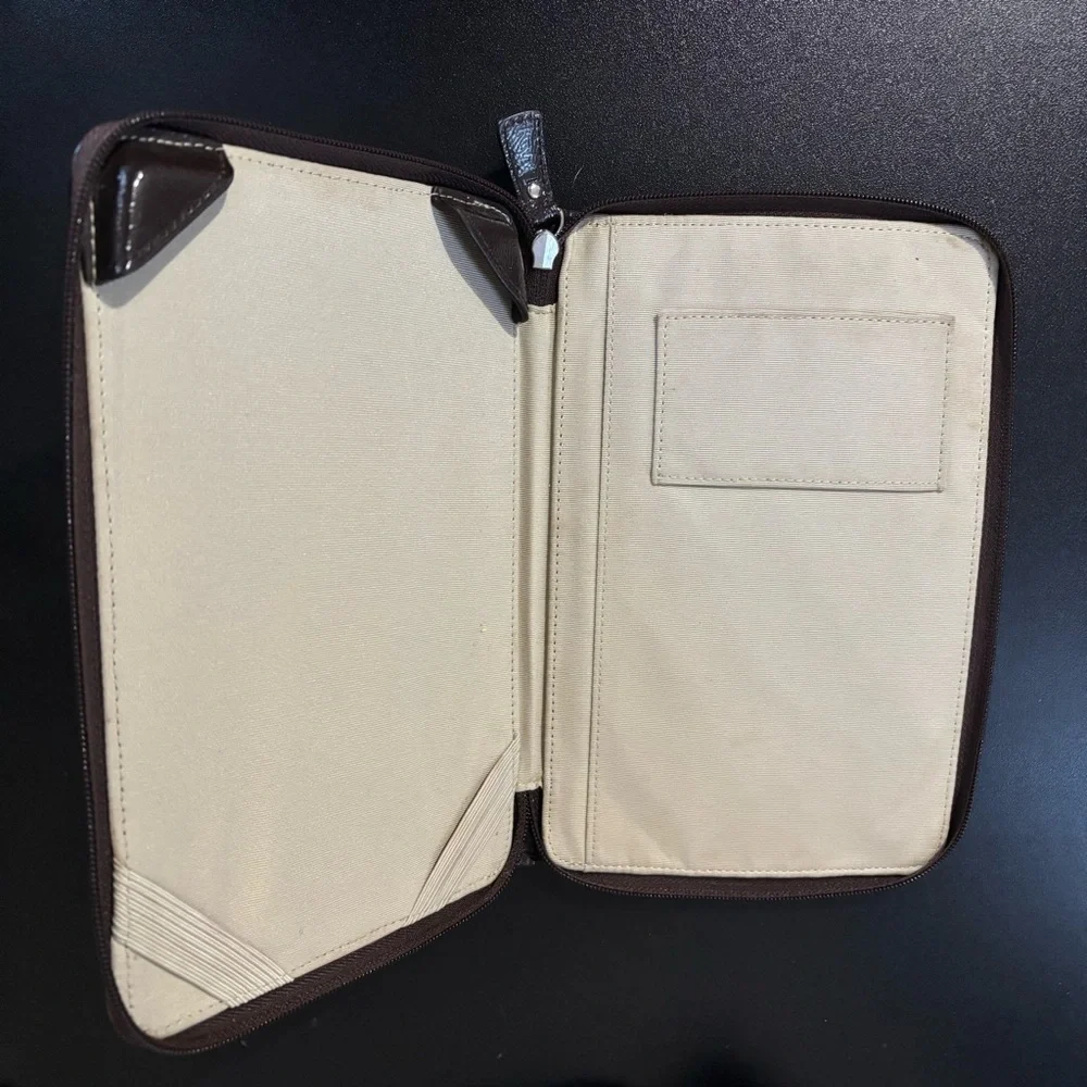 Coach Tan and Brown Monogram Zip iPad eReader Zippered Case Wallet - Picture 2 of 10